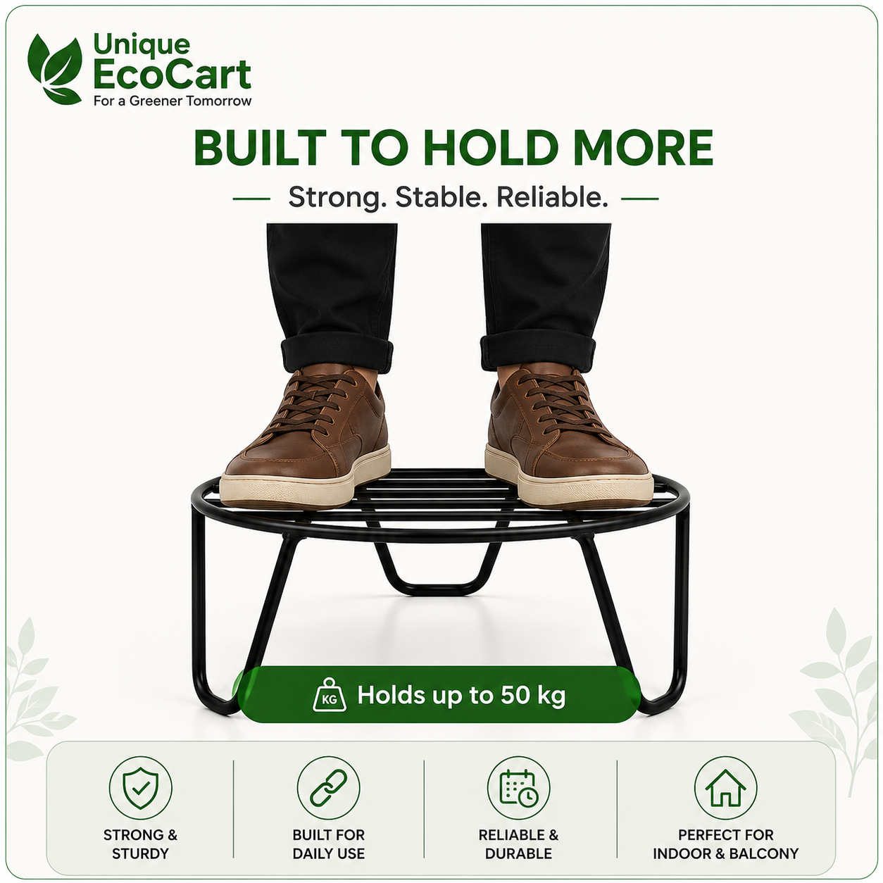 Mercury Round Metal Plant Stand – Heavy Duty Iron Pot Stand for Indoor & Outdoor Plants