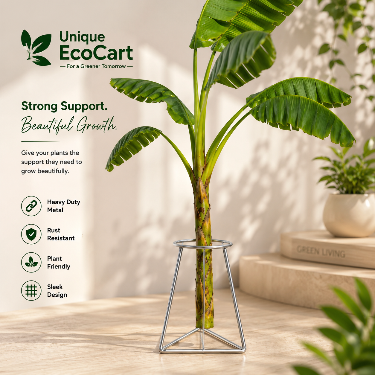 Banana Plant Support Stand – Heavy Duty Metal Stem Support