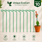 Unique EcoCart Heavy Duty Iron Plant Support Stakes | Rust Resistant Green Orchid & Plant Stem Support | Garden Plant Stakes | Pack of 5 & Pack of 10