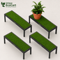Unique EcoCart Marvel Plant Stand with Green Grass Mat (Pack of 4)| Heavy Duty Iron Pot Stand | Indoor & Outdoor Flower Pot Rack | Black