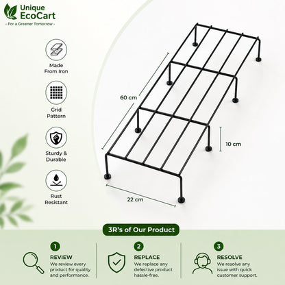 Unique EcoCart Phoenix Metal Pot Stand (Pack of 4) | Heavy Duty Iron Plant Stand | Rust Resistant | Holds Up to 100 kg | Black
