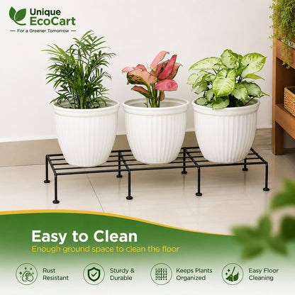 Unique EcoCart Phoenix Metal Pot Stand (Pack of 4) | Heavy Duty Iron Plant Stand | Rust Resistant | Holds Up to 100 kg | Black